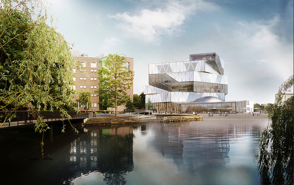 Bild der experimenta in Heilbronn. Sichtbar sind zwei Gebäude, eines aus backstein und ein modernes.